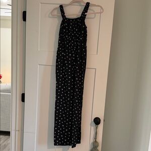 Cat & Jack Black Jumpsuit with White Floral Pattern